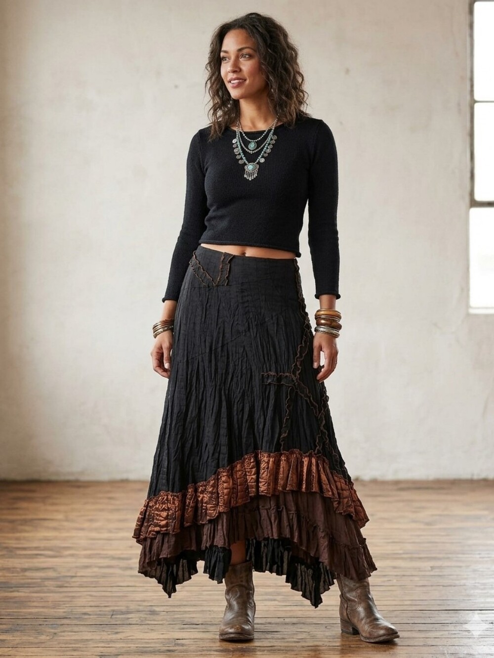 Passion Concept Broomstick Crinkle Skirt Sz L